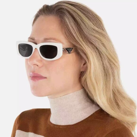 Prada Dark Gray Rectangular Ladies Sunglasses